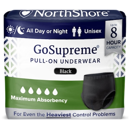 Northshore GoSupreme Pull-On Underwear, Black, Medium, 30"-40", 56PK 2104